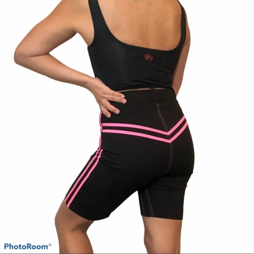 I.AM.GIA Black Bike Shorts with Pink Stripes Size XS